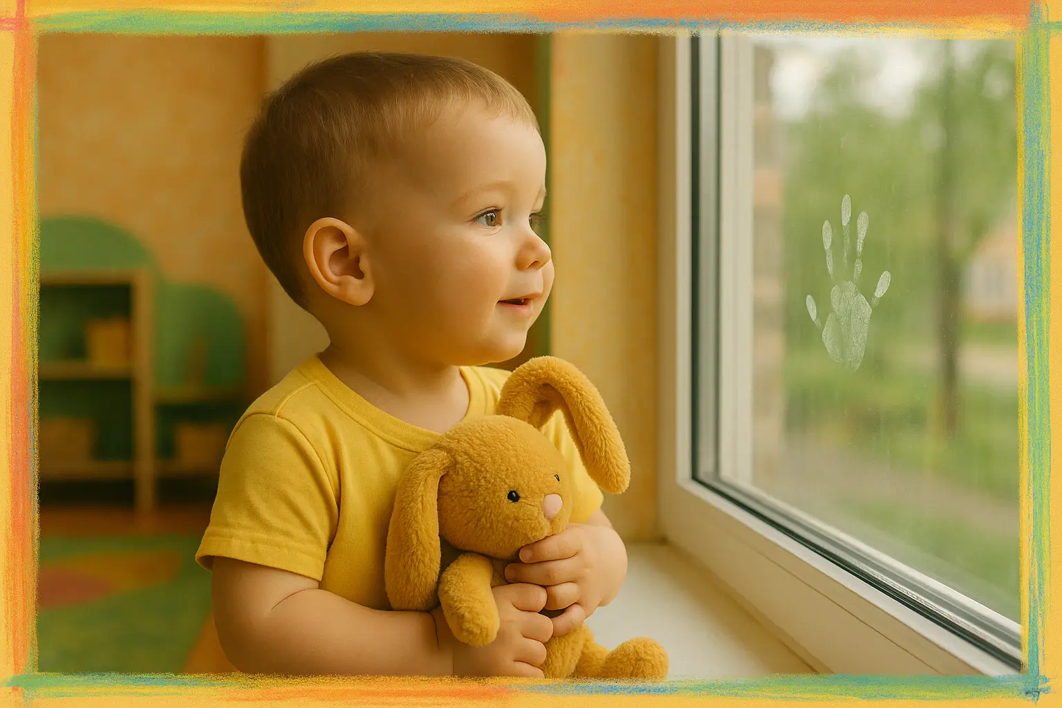 Секреты дружбы: как маленькие сердца учатся доверять друг другу Ребёнок с игрушкой у окна